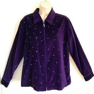 Velvet Michael Jackson y2k zip up jeweled jacket rhinestone coat cute longsleeve